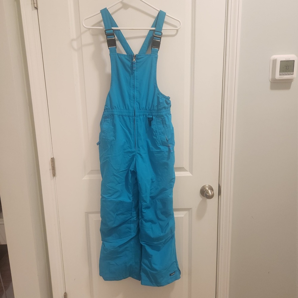 Lands End Kids Turquoise Blue Squall Snow Bib Overalls Size 10